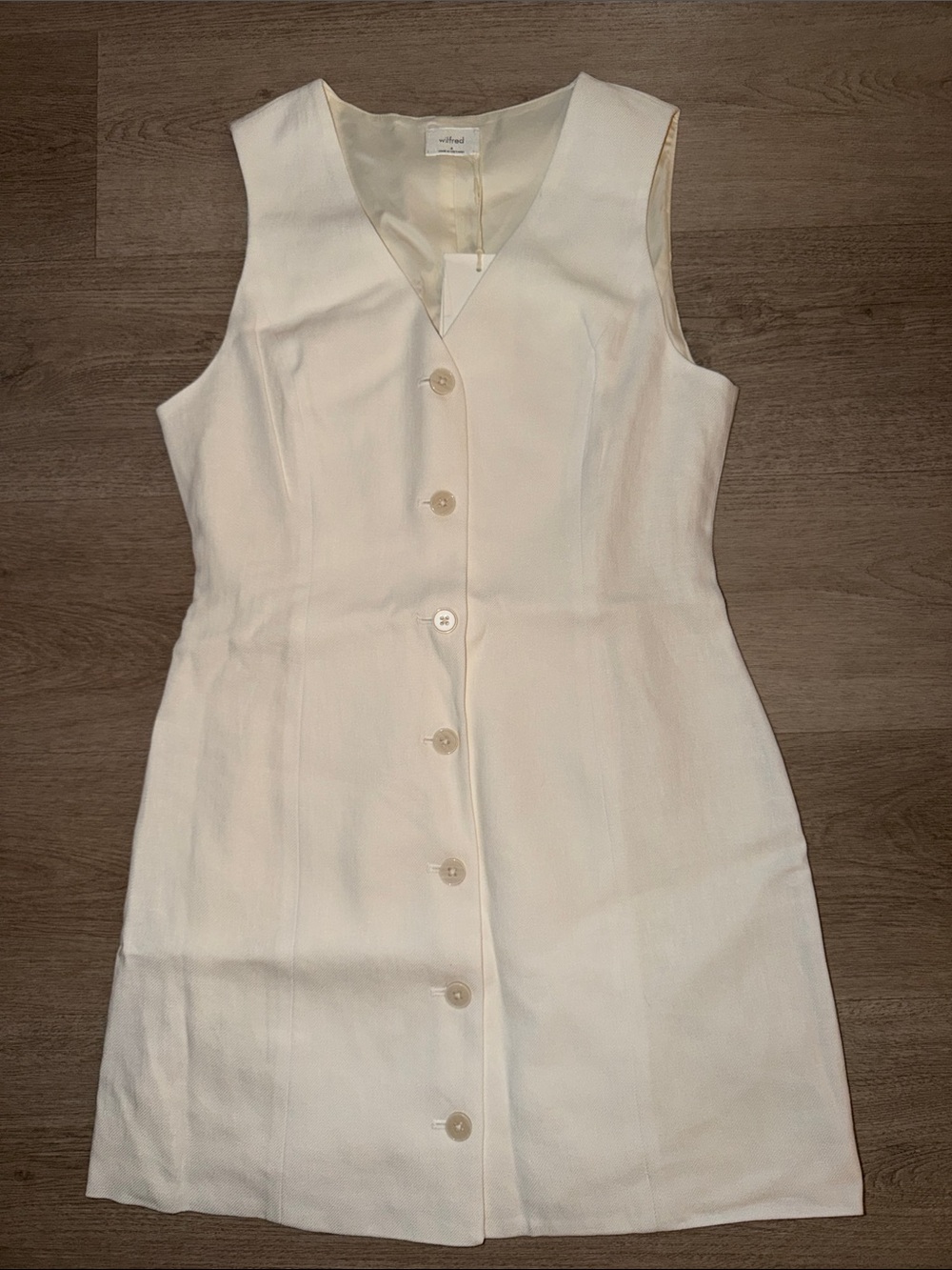 Aritzia Wilfred aria lined Linen dress - light birch
